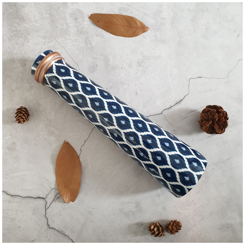 Slim Copper Bottle, 750 ML, Ikat Blue