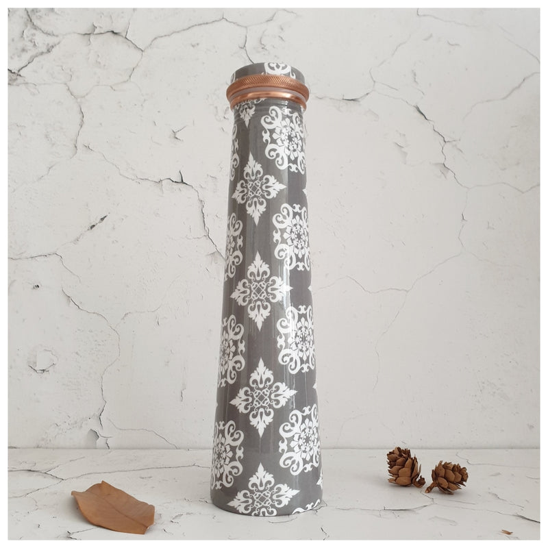 Slim Copper Bottle, 750 ML, Grey Mandala