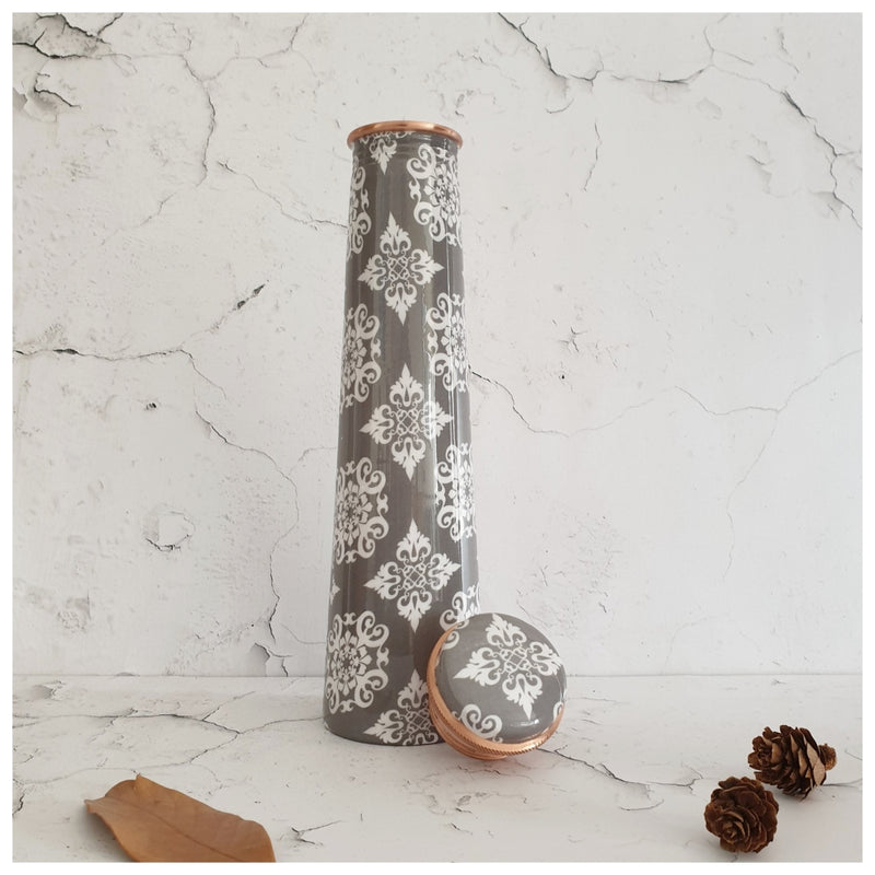 Slim Copper Bottle, 750 ML, Grey Mandala