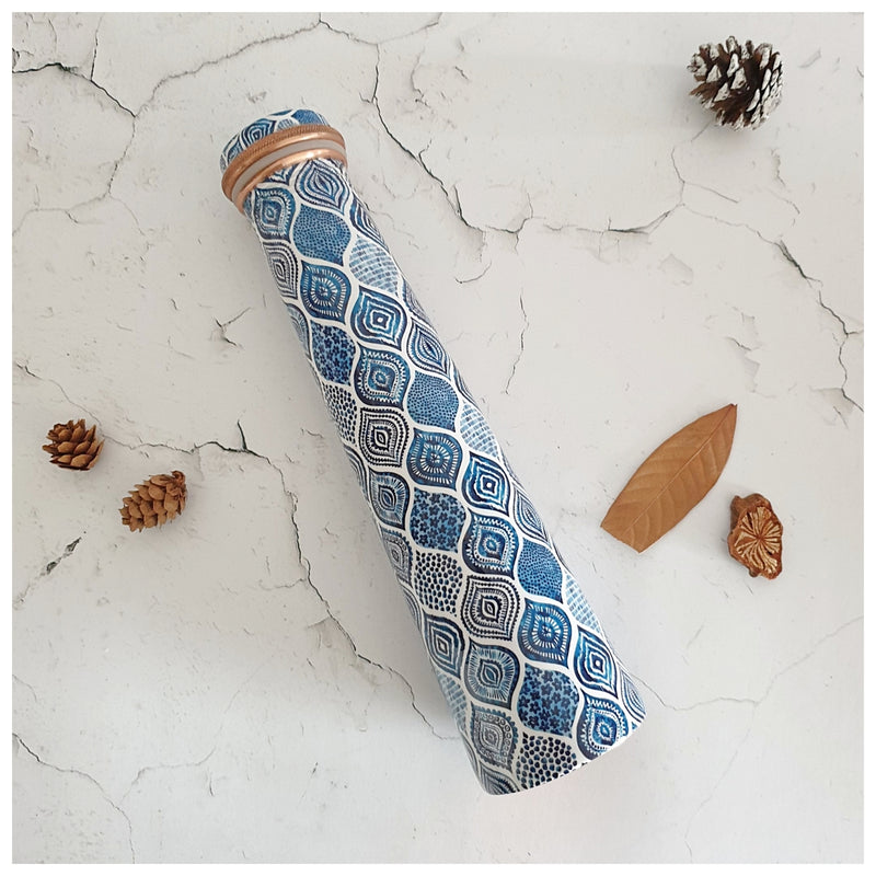 Slim Copper Bottle, 750 ML, Palm Mandala