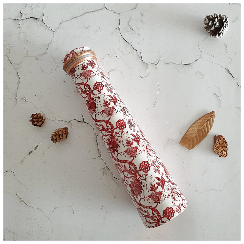 Slim Copper Bottle, 750 ML, Tree of Life Red
