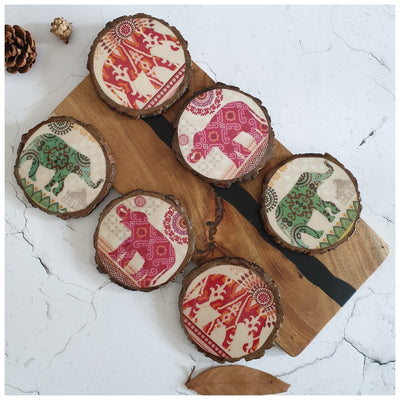 COASTERS - WOOD BARK (SET OF 6) - ELE COLLECTION