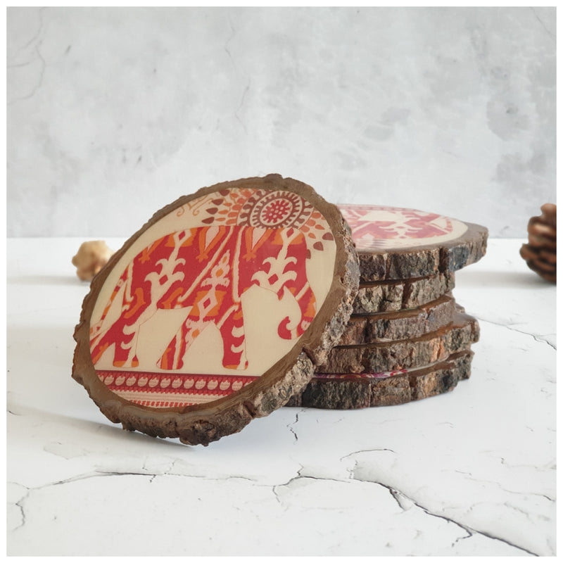 COASTERS - WOOD BARK (SET OF 6) - ELE COLLECTION