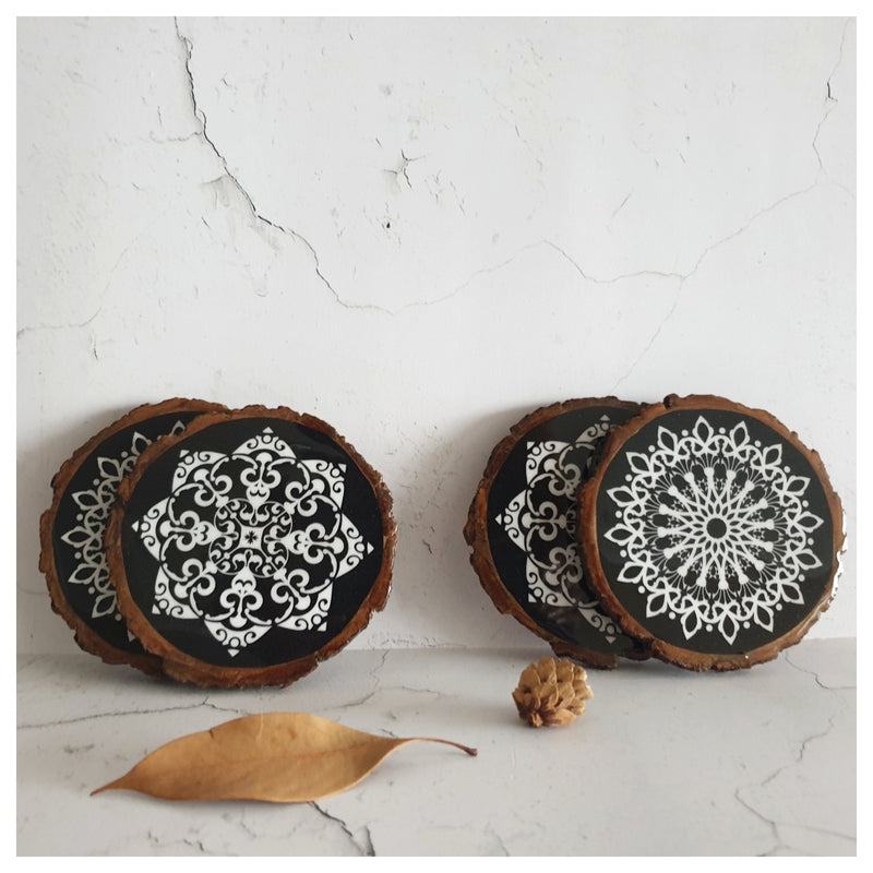 COASTERS - WOOD BARK (SET OF 4) - CIRCLE OF LIFE
