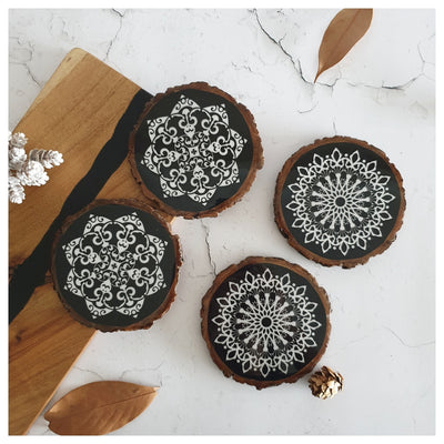 COASTERS - WOOD BARK (SET OF 4) - CIRCLE OF LIFE
