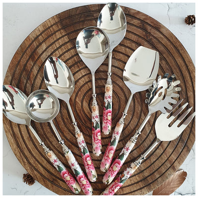 CUTLERY SET - SERVING (Set of 8) - ALICE IN WONDERLAND (WHITE)