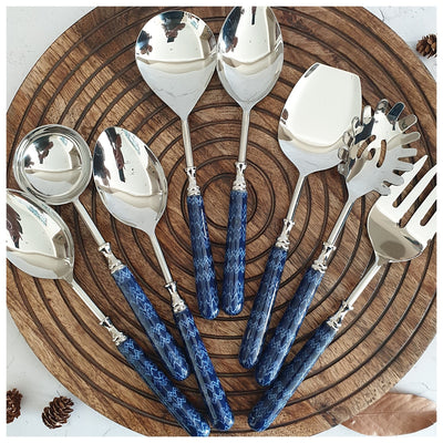 CUTLERY SET - SERVING (Set of 8) - TRIBAL IKAT WAVE