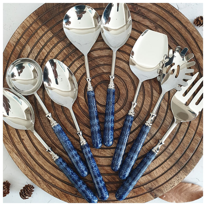 CUTLERY SET - SERVING (Set of 8) - TRIBAL IKAT WAVE