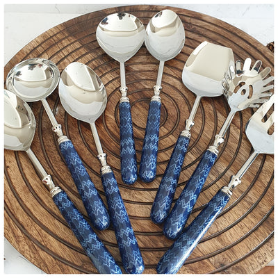 CUTLERY SET - SERVING (Set of 8) - TRIBAL IKAT WAVE