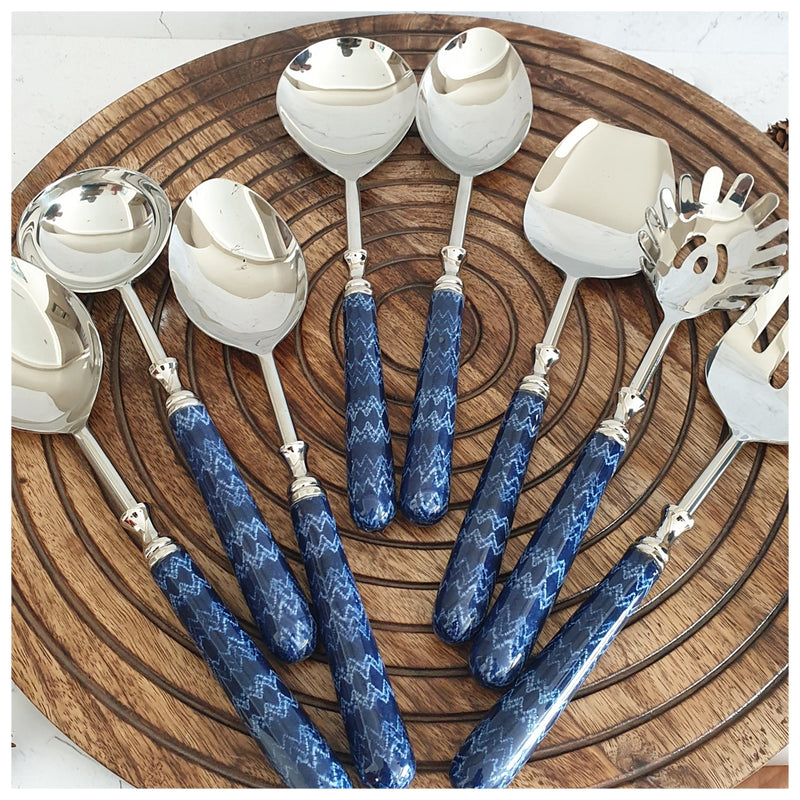 CUTLERY SET - SERVING (Set of 8) - TRIBAL IKAT WAVE