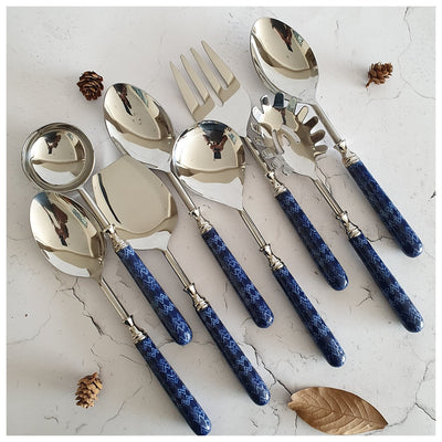 CUTLERY SET - SERVING (Set of 8) - TRIBAL IKAT WAVE