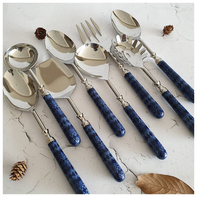 CUTLERY SET - SERVING (Set of 8) - TRIBAL IKAT WAVE