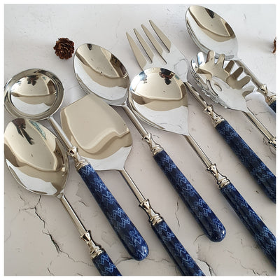 CUTLERY SET - SERVING (Set of 8) - TRIBAL IKAT WAVE