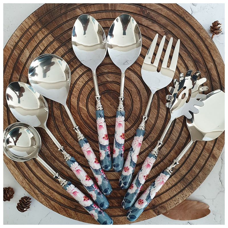 CUTLERY SET - SERVING (Set of 8) - DESERT ROSE GREY