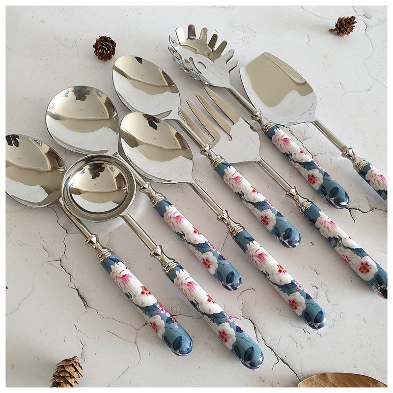 CUTLERY SET - SERVING (Set of 8) - DESERT ROSE GREY