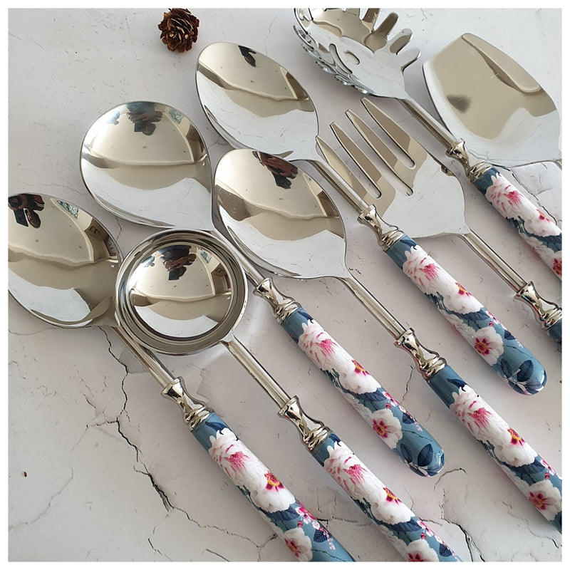 CUTLERY SET - SERVING (Set of 8) - DESERT ROSE GREY