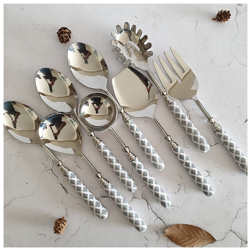 CUTLERY SET - SERVING (Set of 8) - MOROCCAN GREY