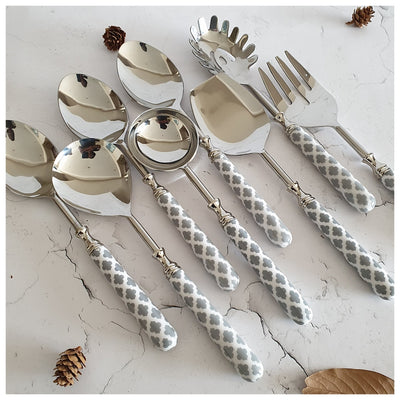 CUTLERY SET - SERVING (Set of 8) - MOROCCAN GREY