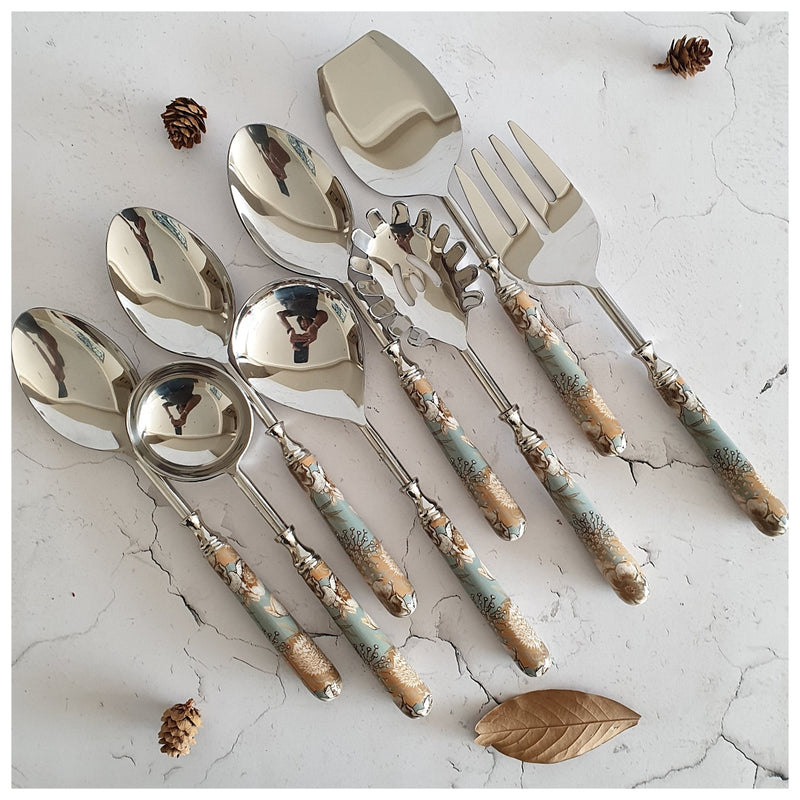 CUTLERY SET - SERVING (Set of 8) - SUMMER RAIN