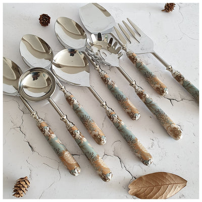 CUTLERY SET - SERVING (Set of 8) - SUMMER RAIN