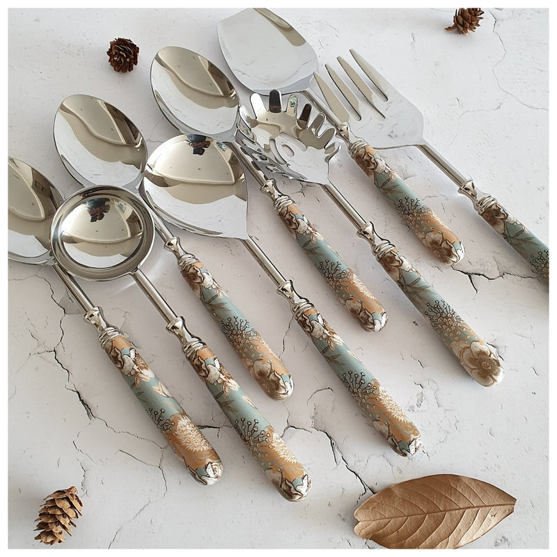 CUTLERY SET - SERVING (Set of 8) - SUMMER RAIN