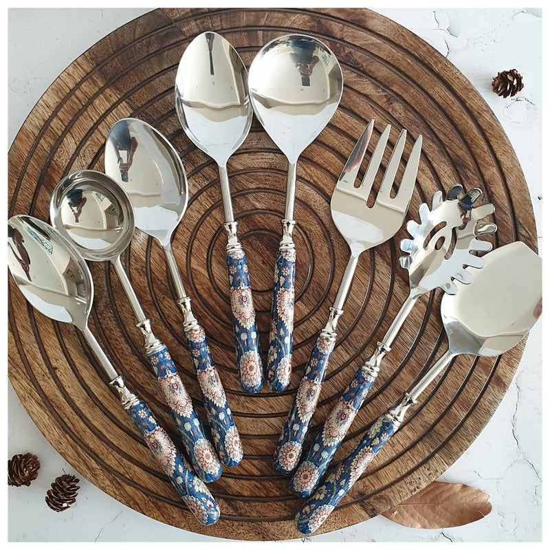 CUTLERY SET - SERVING (Set of 8) - BLUE POP