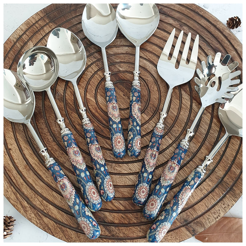 CUTLERY SET - SERVING (Set of 8) - BLUE POP