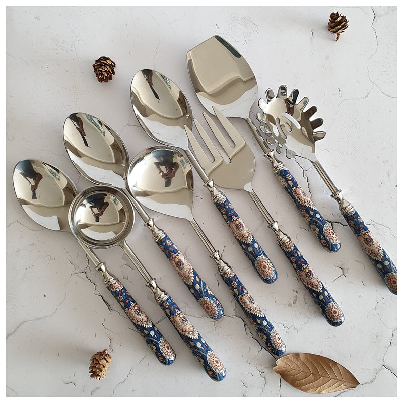 CUTLERY SET - SERVING (Set of 8) - BLUE POP