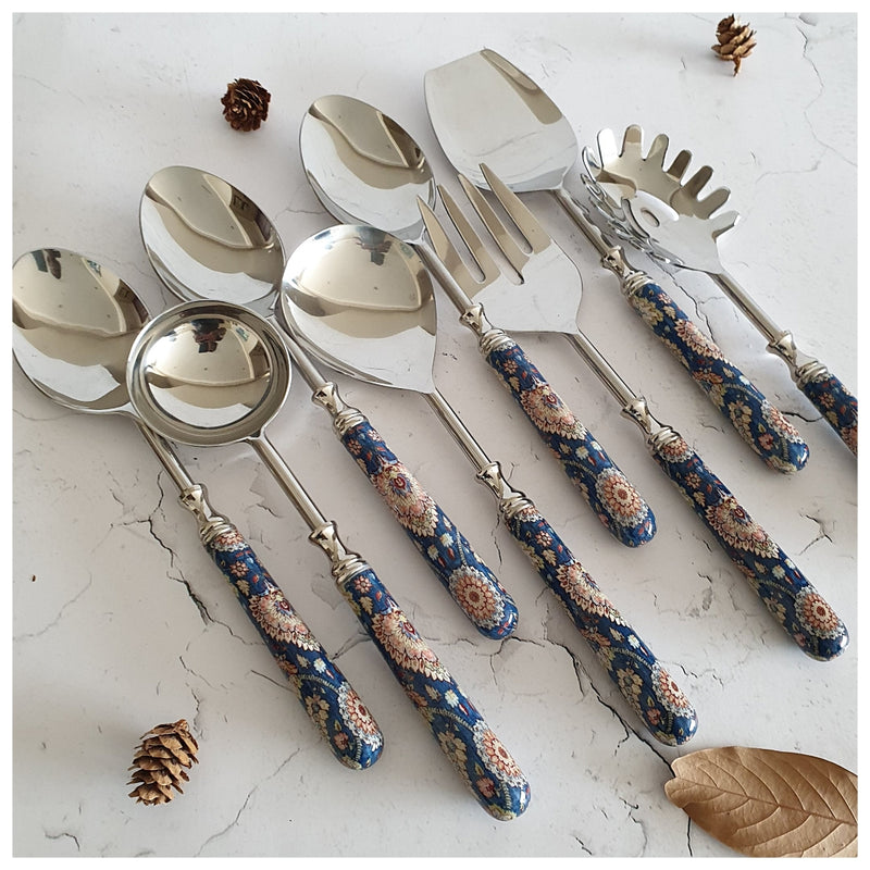 CUTLERY SET - SERVING (Set of 8) - BLUE POP