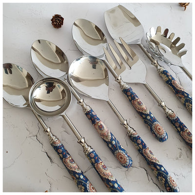 CUTLERY SET - SERVING (Set of 8) - BLUE POP