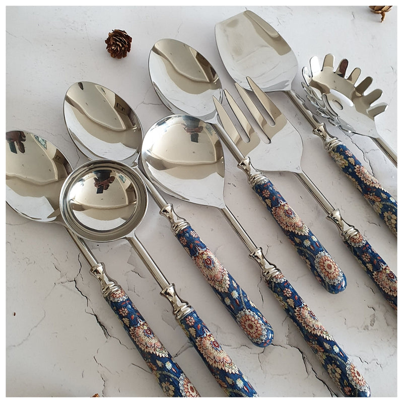 CUTLERY SET - SERVING (Set of 8) - BLUE POP