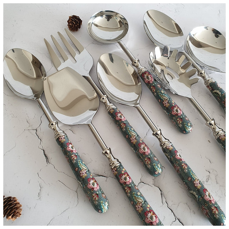 CUTLERY SET - SERVING (Set of 8) - EARTHY MEADOW