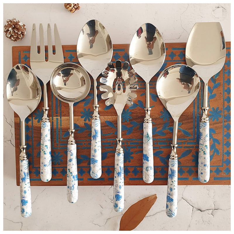 CUTLERY SET - SERVING (Set of 8) - CARIBBEAN FLORAL