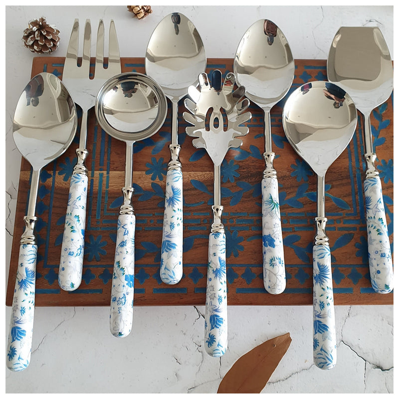 CUTLERY SET - SERVING (Set of 8) - CARIBBEAN FLORAL