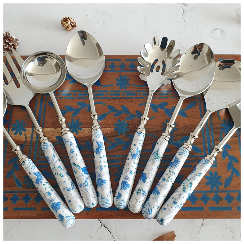 CUTLERY SET - SERVING (Set of 8) - CARIBBEAN FLORAL