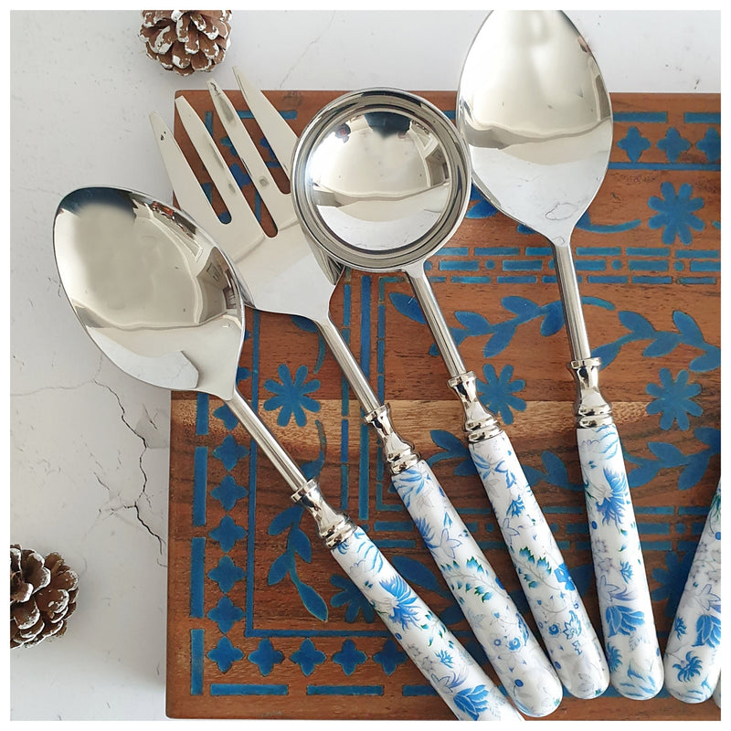 CUTLERY SET - SERVING (Set of 8) - CARIBBEAN FLORAL