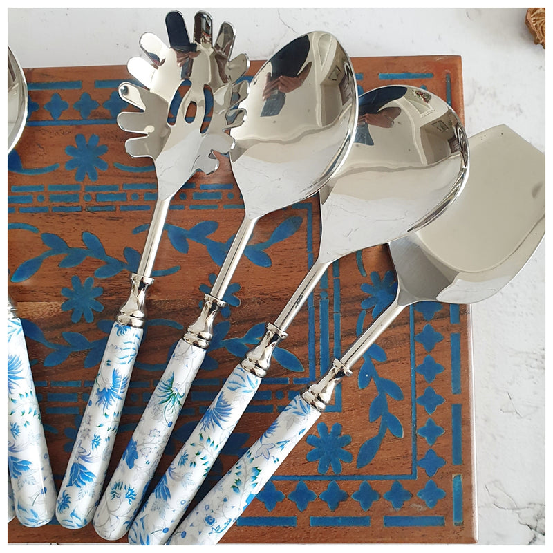 CUTLERY SET - SERVING (Set of 8) - CARIBBEAN FLORAL