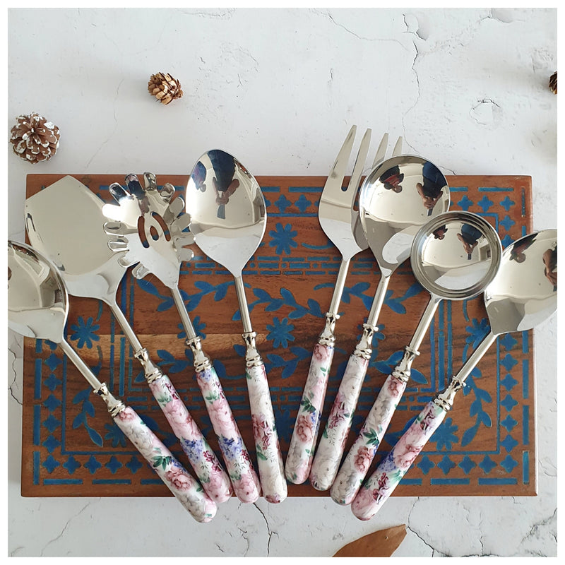CUTLERY SET - SERVING (Set of 8) - FUSCHIA