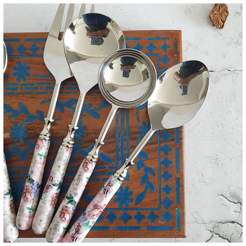 CUTLERY SET - SERVING (Set of 8) - FUSCHIA