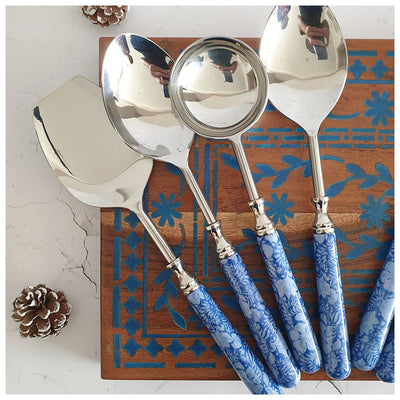 CUTLERY SET - SERVING (Set of 8) - BLUE LOTUS