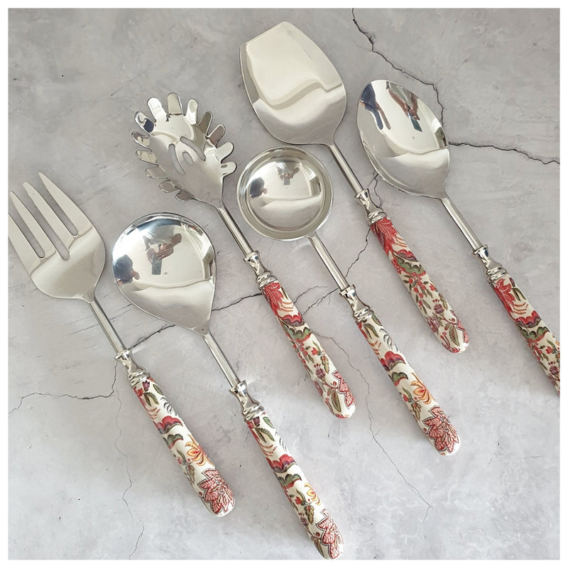 CUTLERY SET - SERVING (Set of 6) - Kalmkari