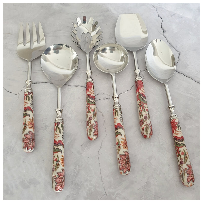 CUTLERY SET - SERVING (Set of 6) - Kalmkari