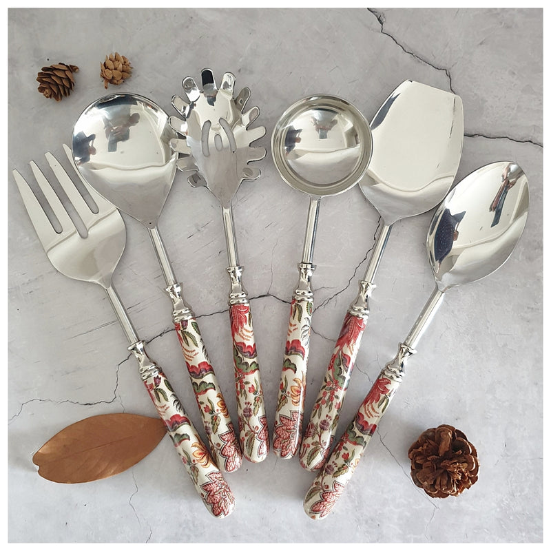 CUTLERY SET - SERVING (Set of 6) - Kalmkari