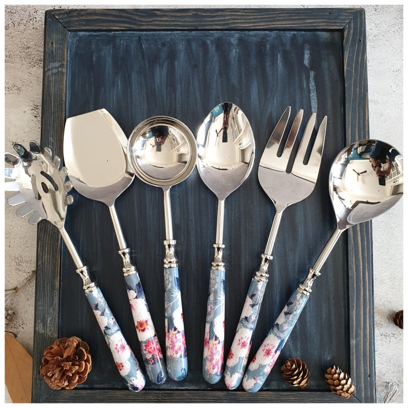 CUTLERY SET - SERVING (Set of 6) - DESERT ROSE GREY
