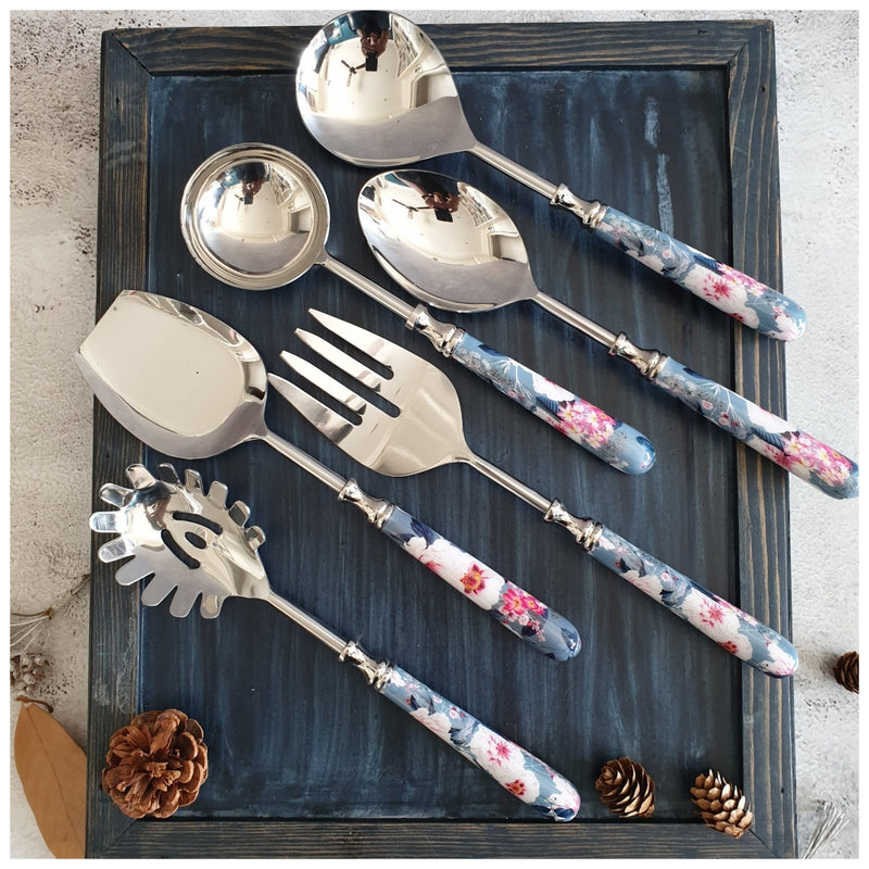 CUTLERY SET - SERVING (Set of 6) - DESERT ROSE GREY