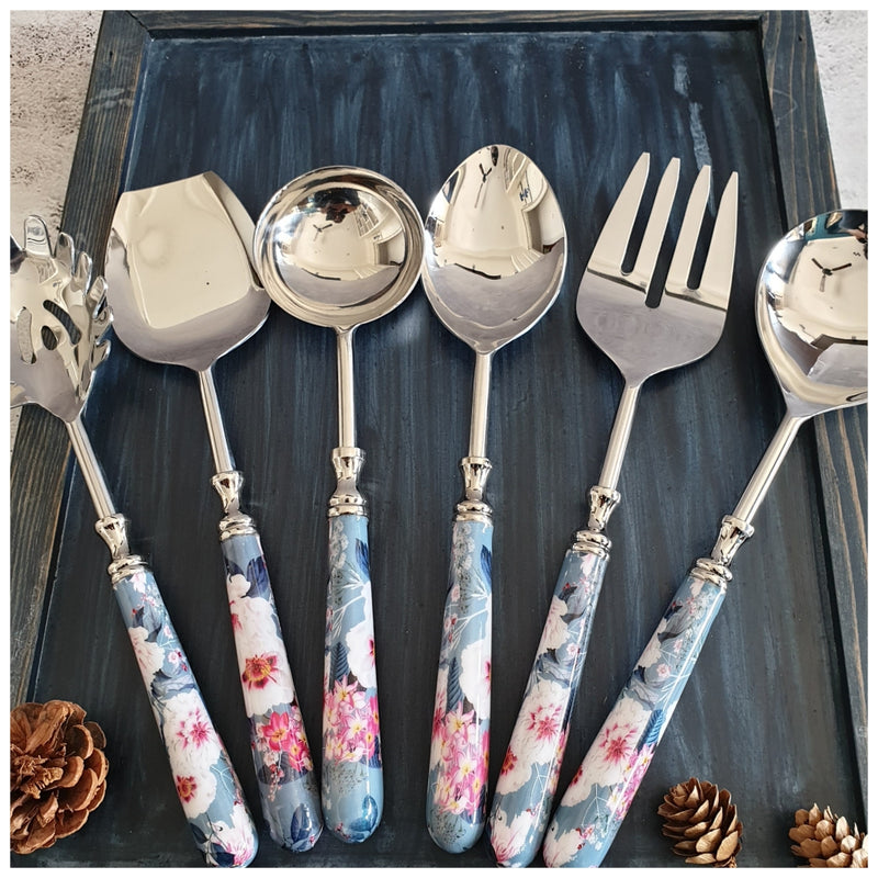 CUTLERY SET - SERVING (Set of 6) - DESERT ROSE GREY