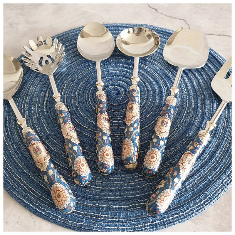 CUTLERY SET - SERVING (Set of 6) - Blue Pop