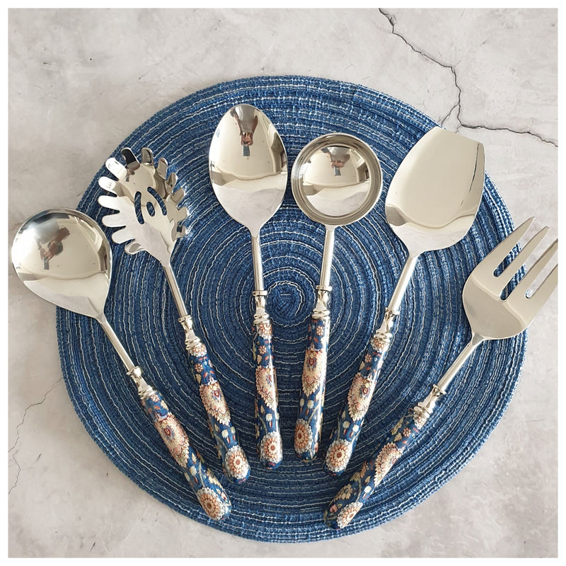 CUTLERY SET - SERVING (Set of 6) - Blue Pop