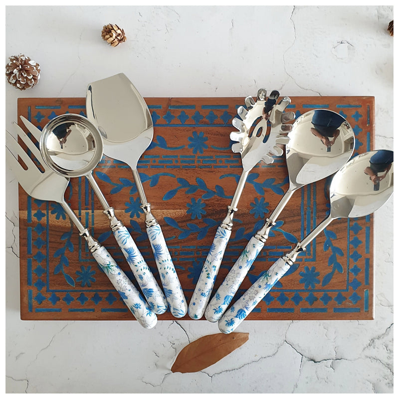 CUTLERY SET - SERVING (Set of 6) - CARIBBEAN FLORAL