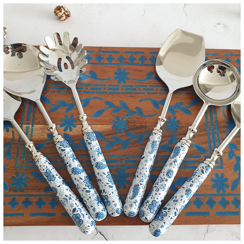 CUTLERY SET - SERVING (Set of 6) - WHITE LOTUS